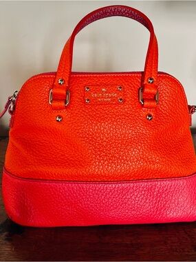 kate spade Orange and Pink Pebbled Leather Satchel